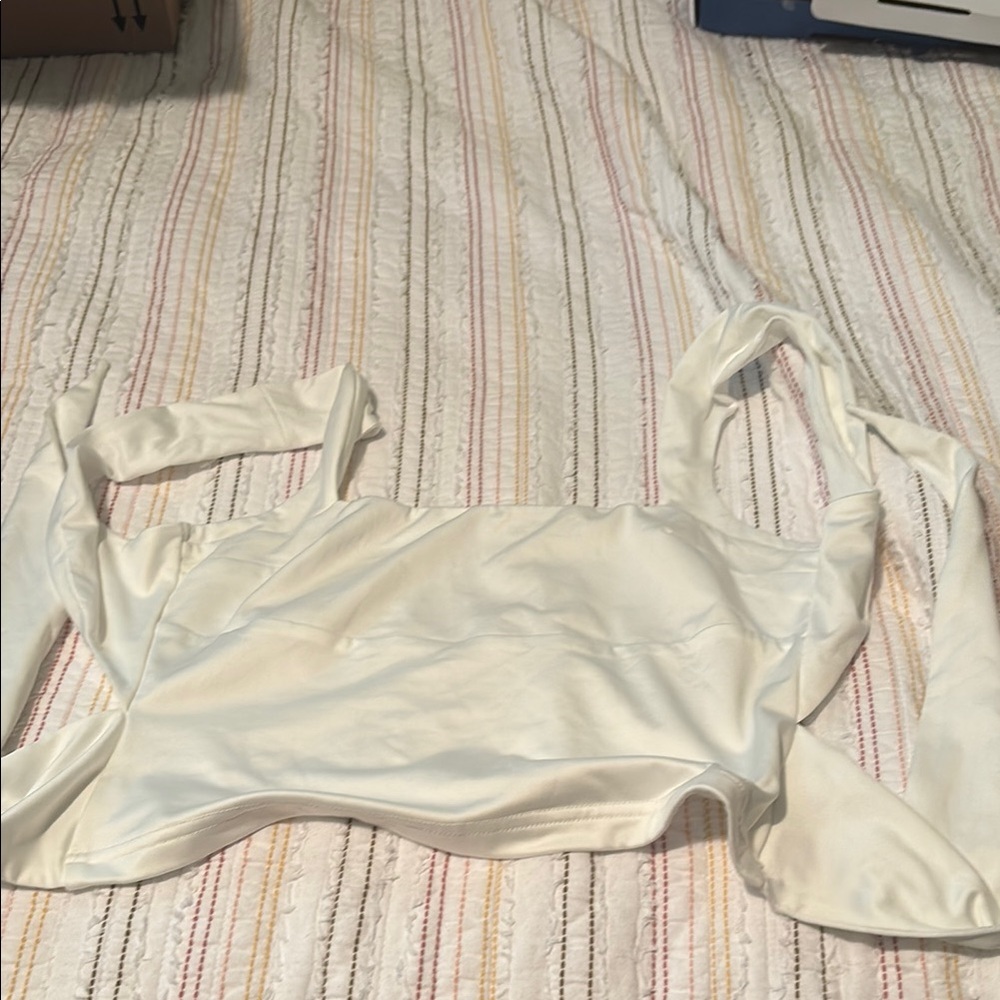 Princess Polly Cream Sleeveless Crop Bodysuit